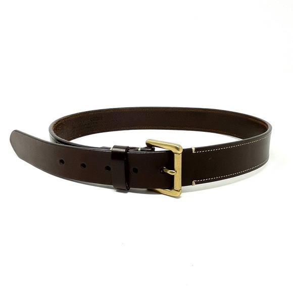 Coach Accessories - Coach Brown Leather Brass Buckle Classic Dress Fashion Italian Belt Stitching 30